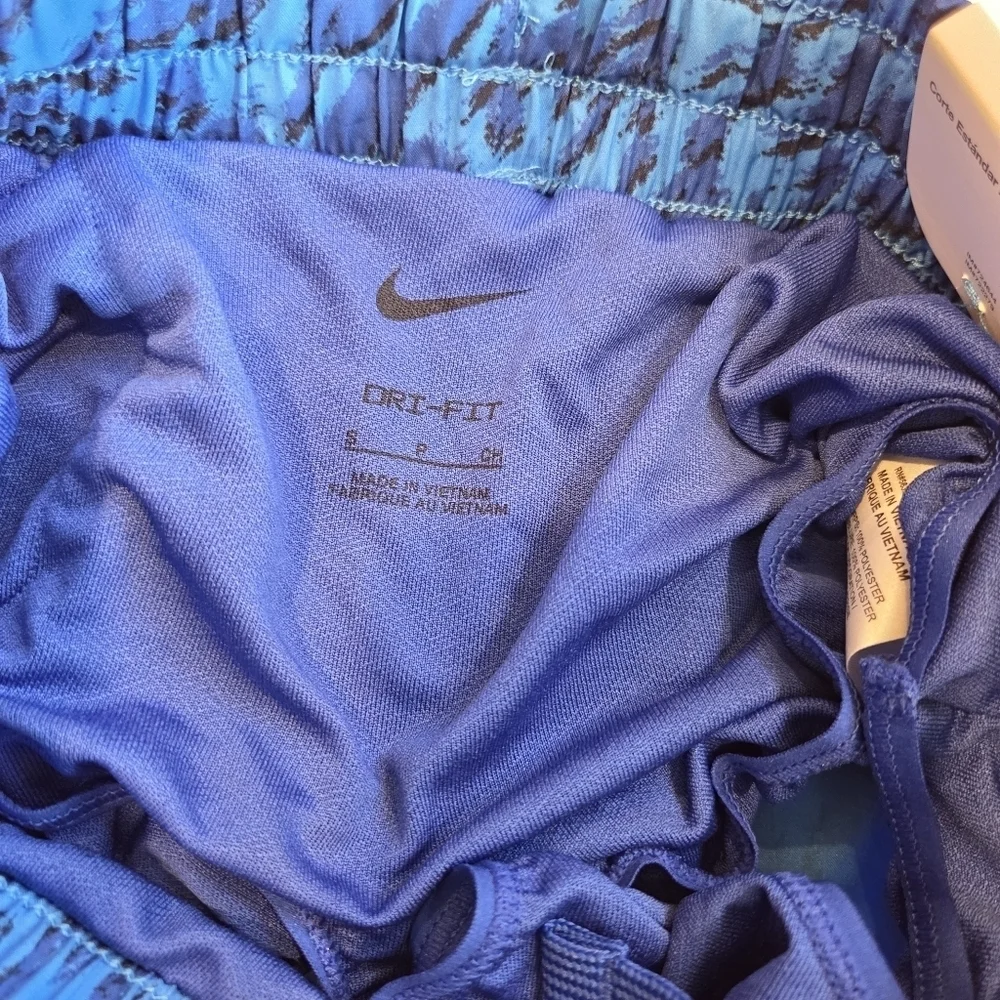 Nike Kids Small Blue Dri-Fit Training Shorts FQ4527-435 Abstract Print Pull On